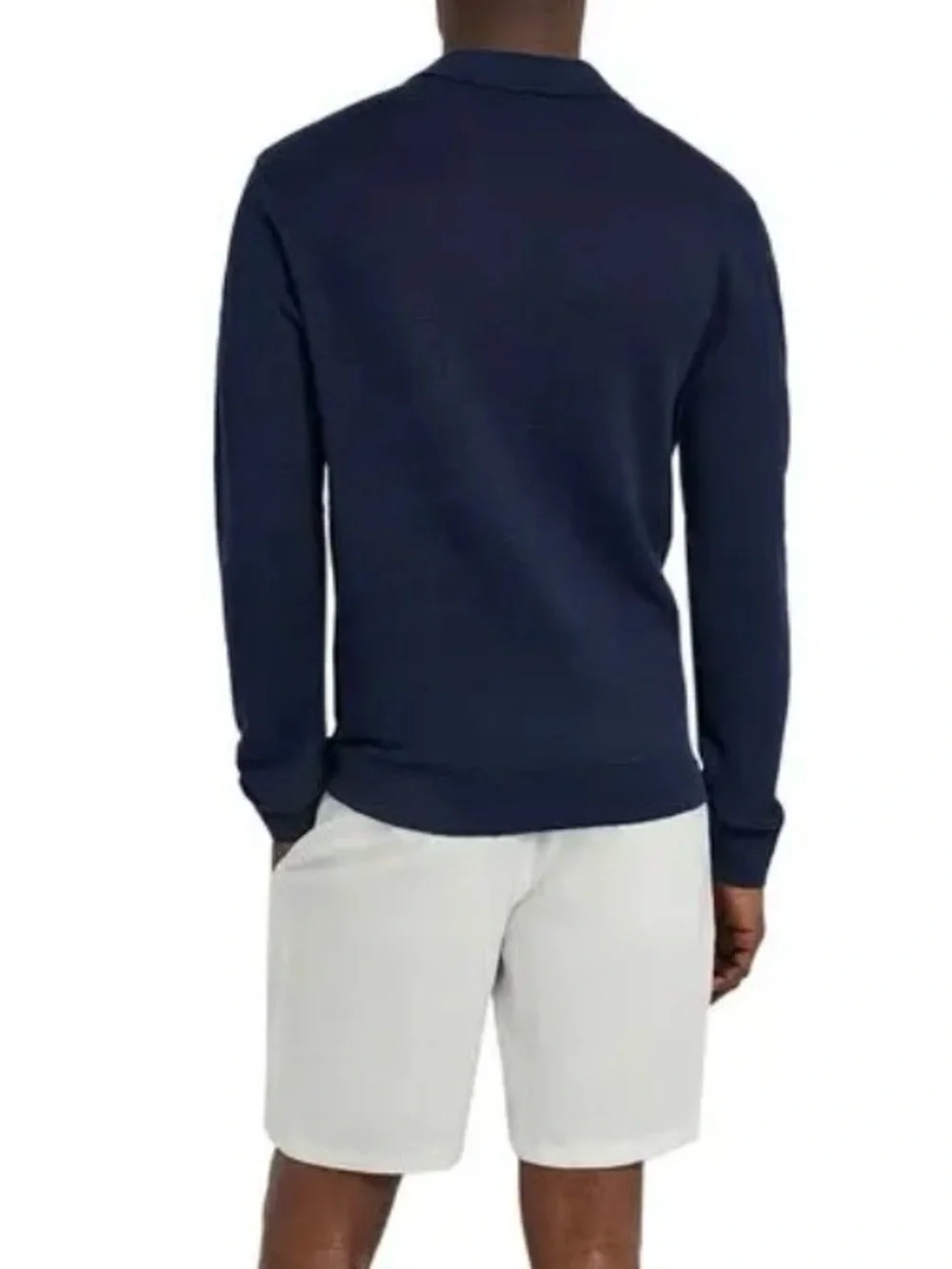 ONIA Sweater Mens Large Deep Navy Blue Johnny Polo 100% Linen Long Sleeve V-Neck